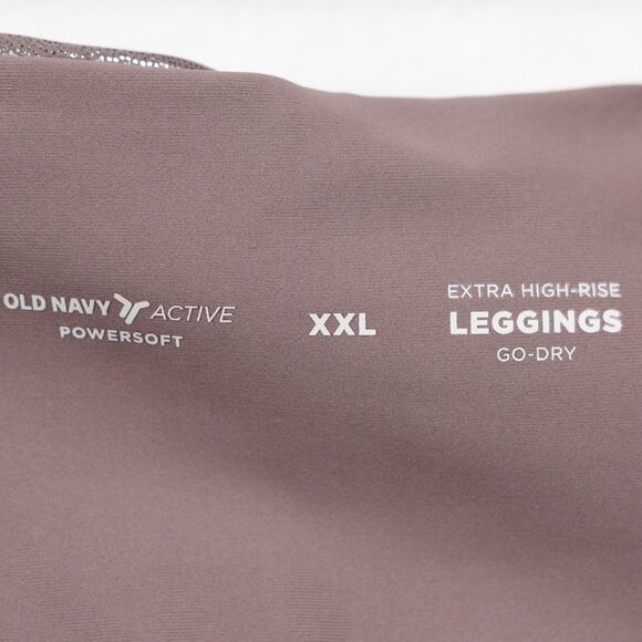 OLD NAVY Active Extra High-Rise PowerSoft Leggings Shiny Taupe Metallic Sz XXL - Picture 7 of 8